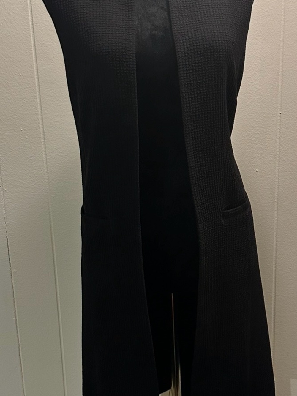 Women's Black Long Open Vest